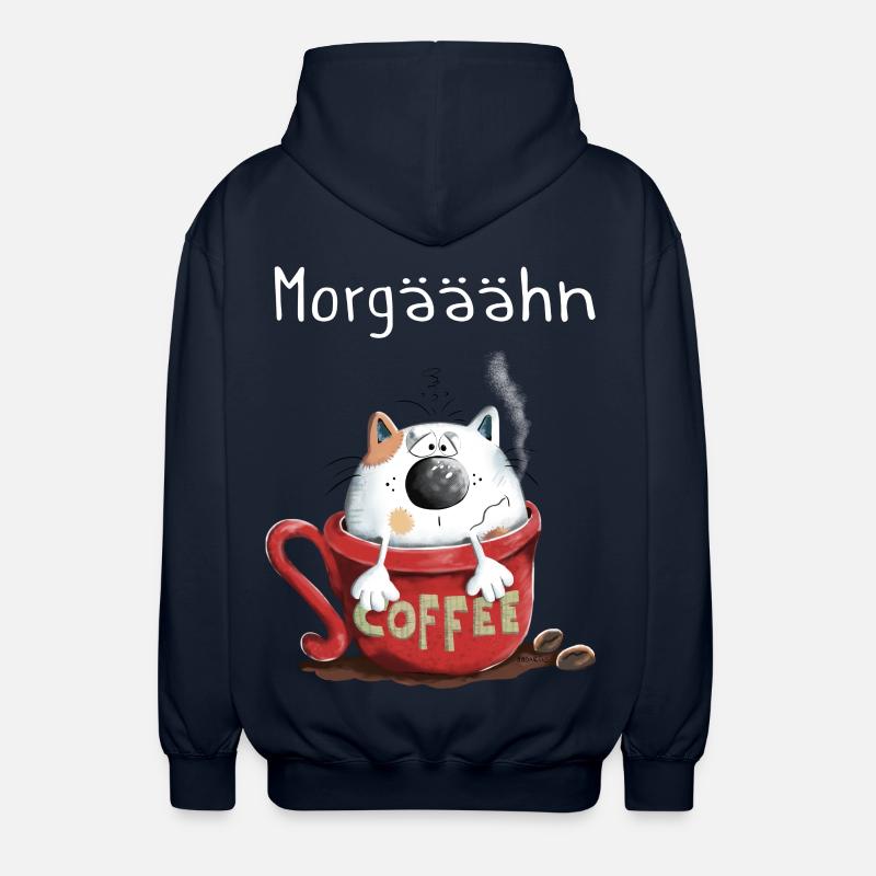 Morgähn Kaffee - Katze - Comic - Unisex Kapuzenjacke - Navy
