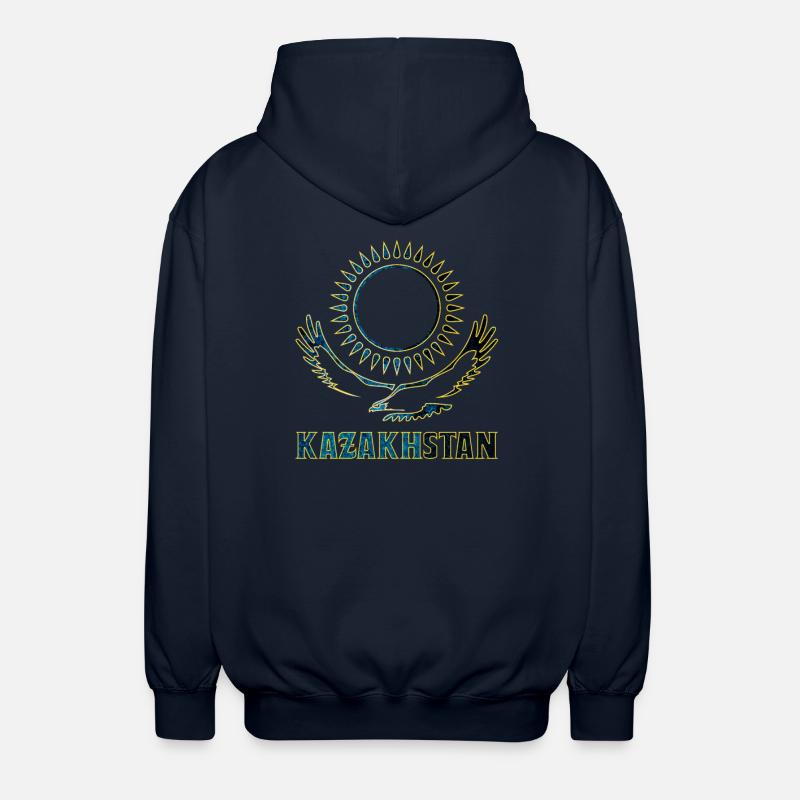 Kazakhstan steppe eagle gift - Unisex Hooded Jacket - navy