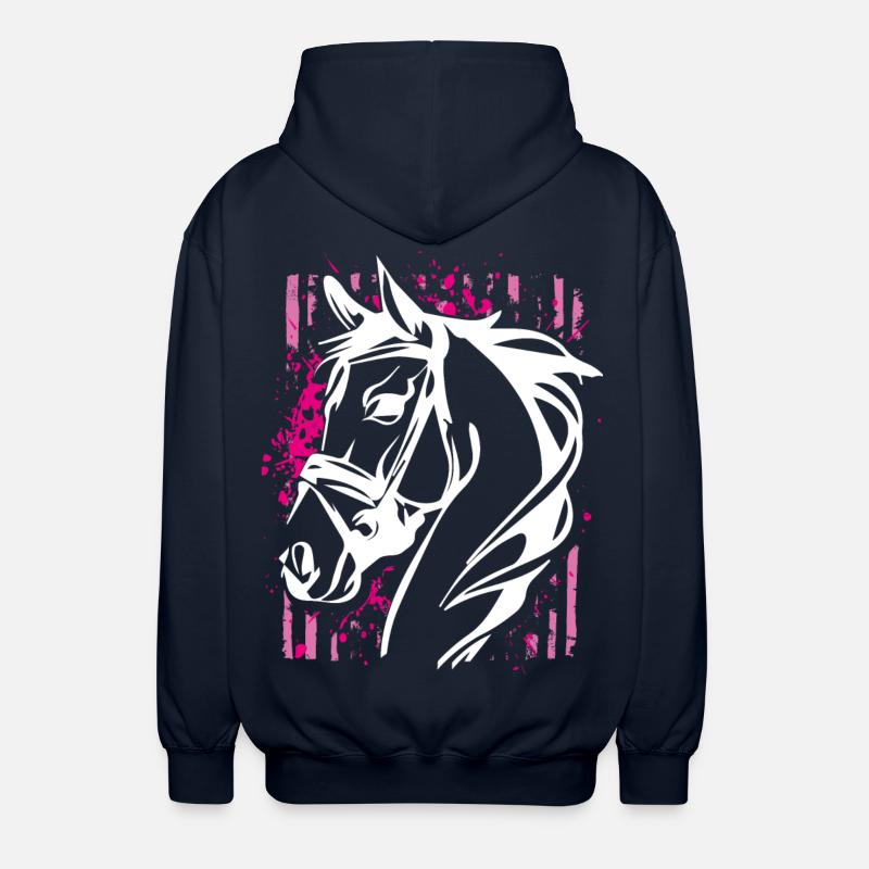 Graffiti-Stil Pferd mit Pinkem Farbsplash - Unisex Kapuzenjacke - Navy