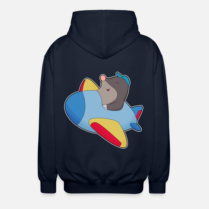 Maulwurf Pilot Flugzeug - Unisex Kapuzenjacke - Navy