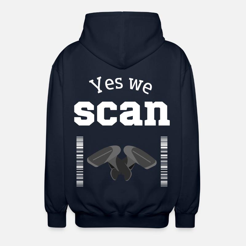 Yes we scan, Scanner, Barcode - Unisex Hooded Jacket - navy