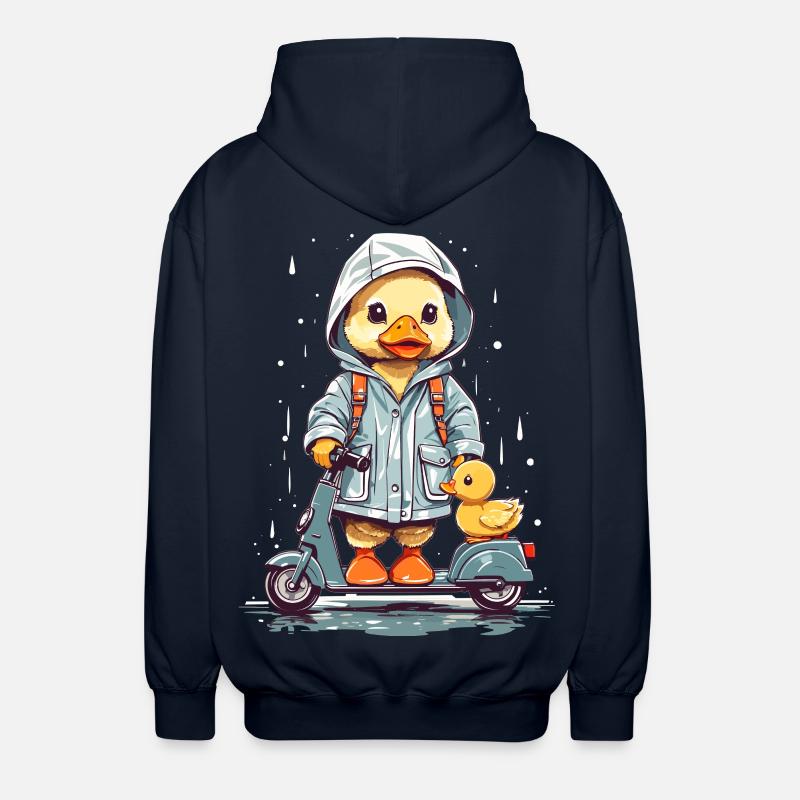 Cute duck with roller - Unisex Hooded Jacket - navy