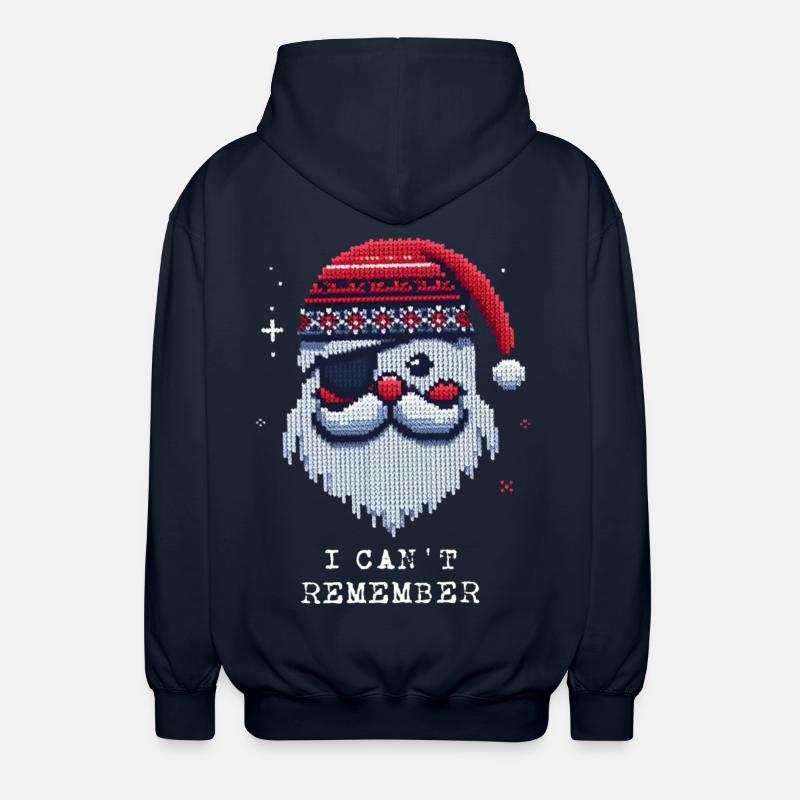 Weihnachtsmann mit Augenklappe Strickmuster - Unisex Kapuzenjacke - Navy