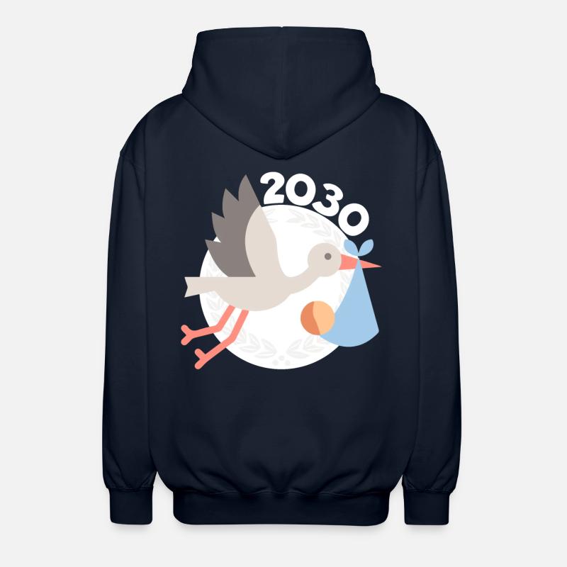 Cigogne avec bébé 2030 - Veste à capuche unisexe - marine