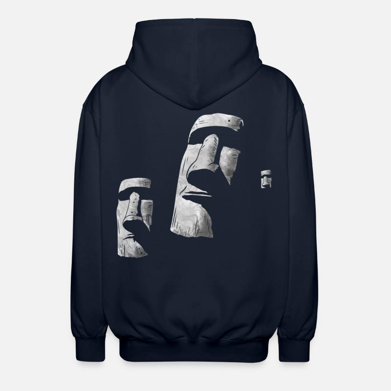 Moai Heads Easter Island Polynesia - Unisex Hooded Jacket - navy