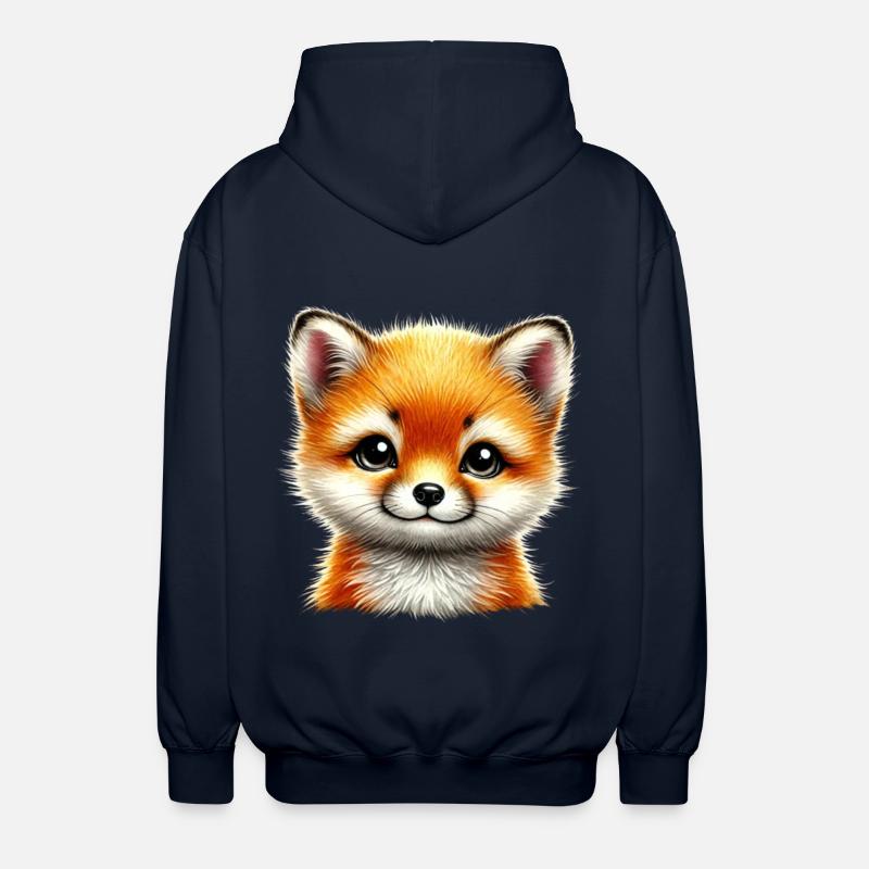 Fox Cute Fox Cub Design - Unisex Hooded Jacket - navy