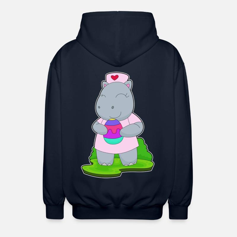 Nilpferd Ostern Krankenschwester - Unisex Kapuzenjacke - Navy