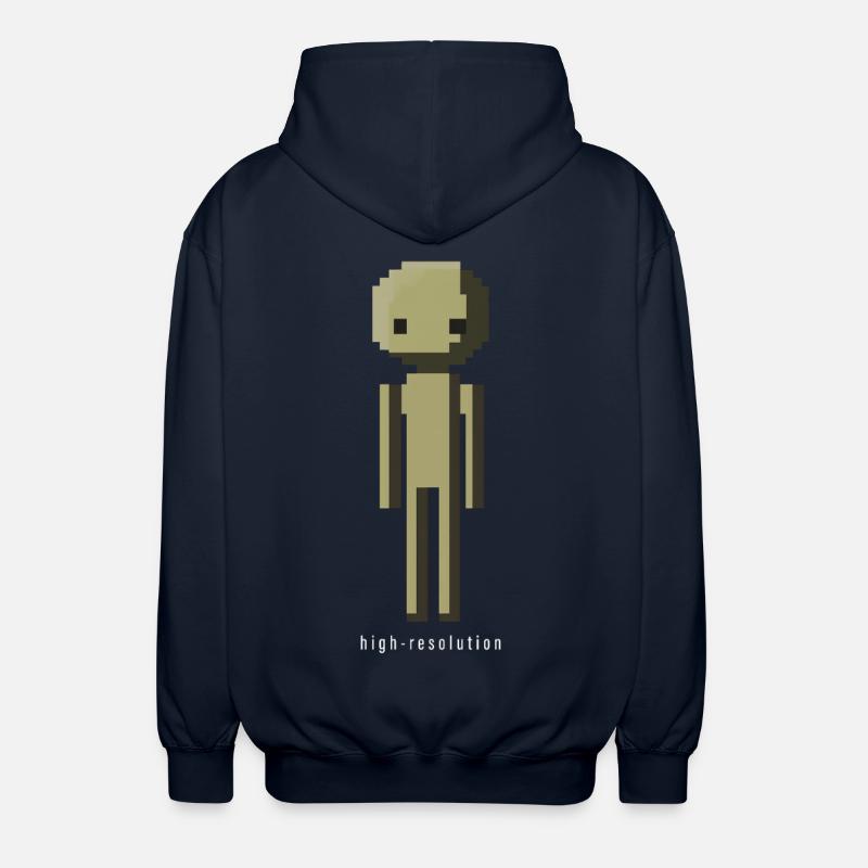 High Resolution Lustig Pixelart Männchen Geschenk - Unisex Kapuzenjacke - Navy