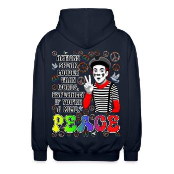 Frieden ist das Wichtigste - Unisex Kapuzenjacke - Navy - Hinten - AI Model Male 185 light (185cm)