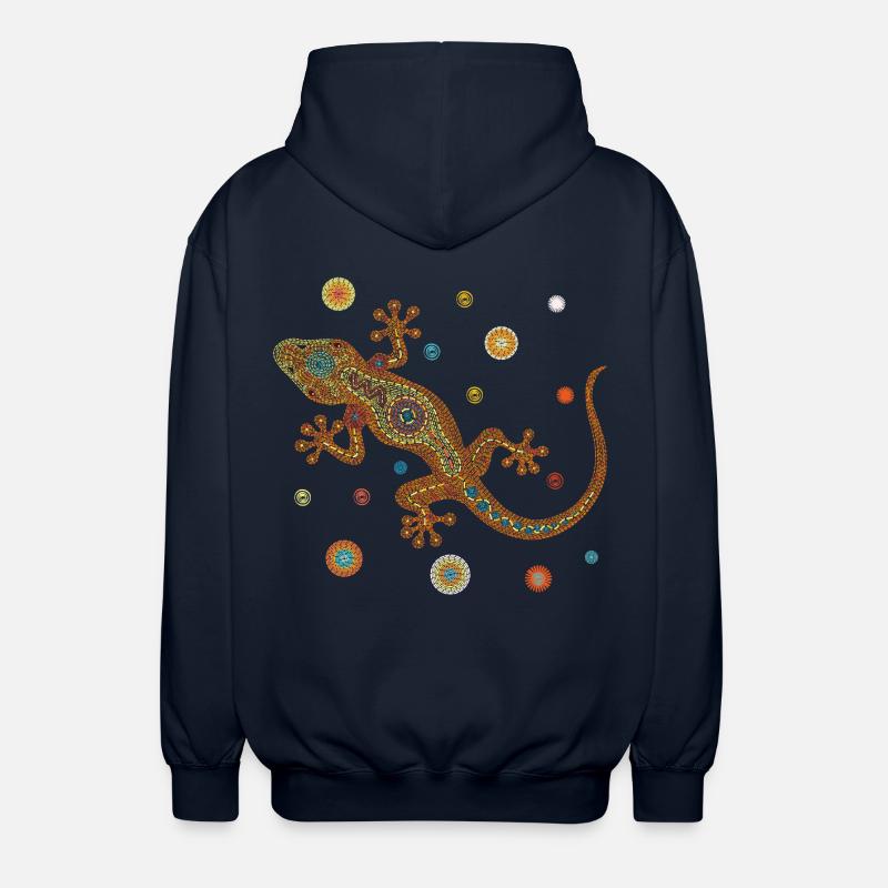 Mosaik-Eidechse – Farbenfrohes Tierdesign - Unisex Kapuzenjacke - Navy