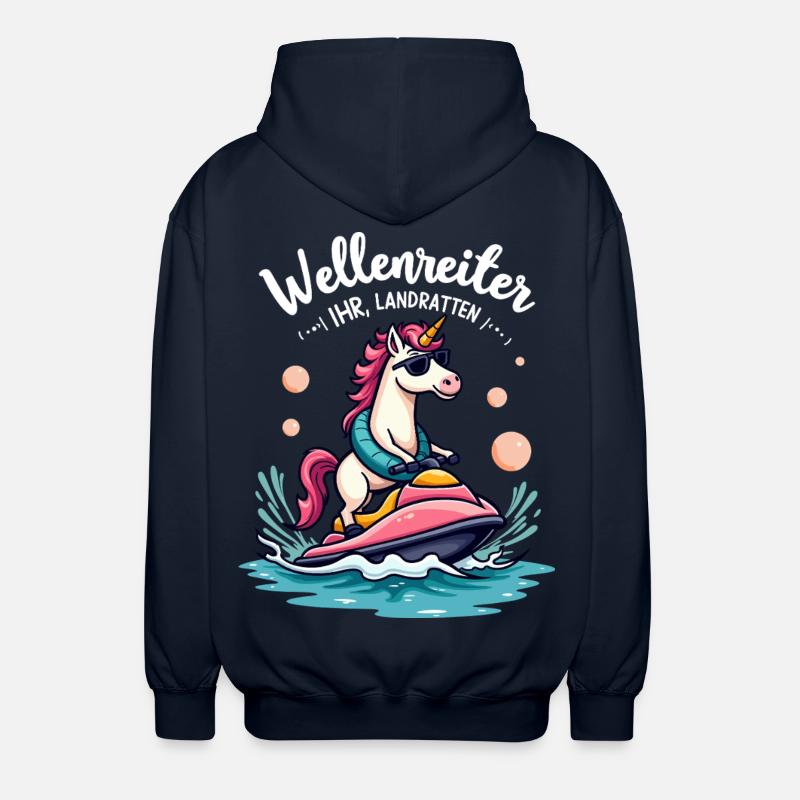 Pinker Einhorn Wellenreiter - Unisex Kapuzenjacke - Navy