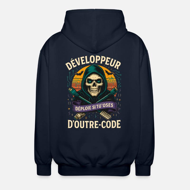 Web Developer - Halloween Skull - Unisex Hooded Jacket - navy
