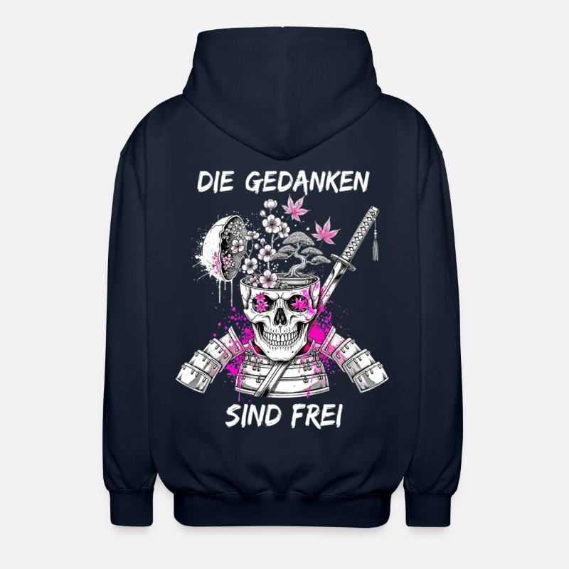 Warrior Skull Samurai - Unisex Hooded Jacket - navy