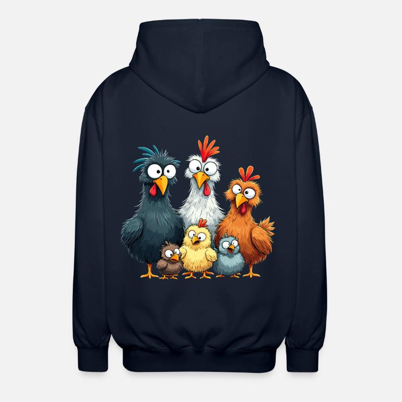 Bunte Hühnergruppe Comedy Design - Unisex Kapuzenjacke - Navy