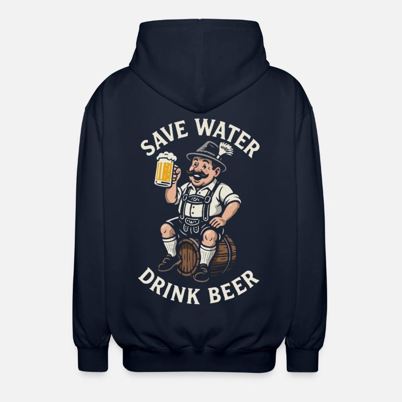 Save water drink beer - Biertrinker - Spruch - Unisex Kapuzenjacke - Navy