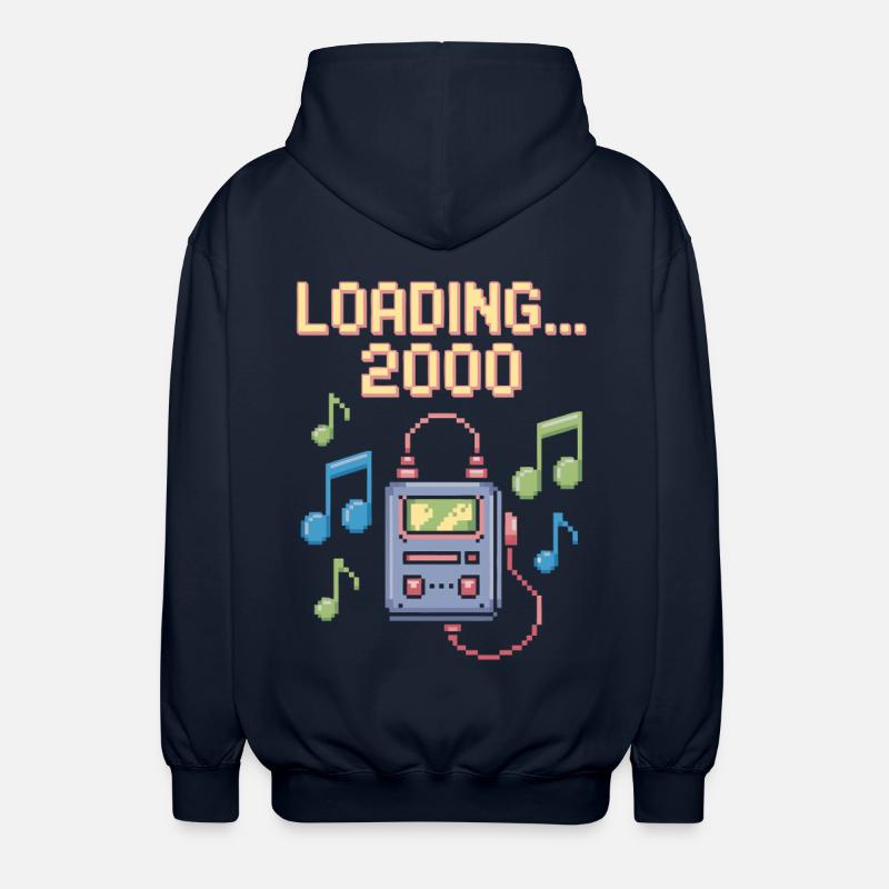 Retro Pixel Design – Loading 2000 - Unisex Hooded Jacket - navy