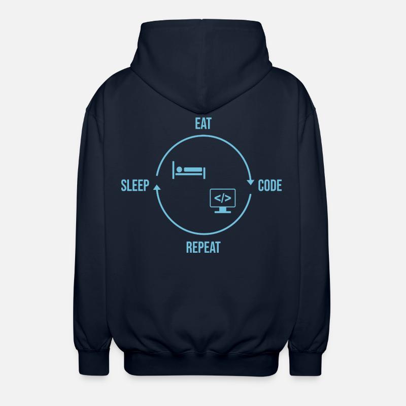 Eat Sleep Code Repeat - Programmer Cycle - Unisex Hooded Jacket - navy