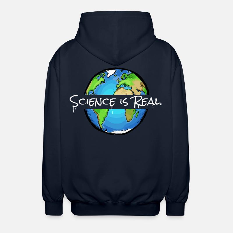 Science is Real | Globe - Unisex Hooded Jacket - navy