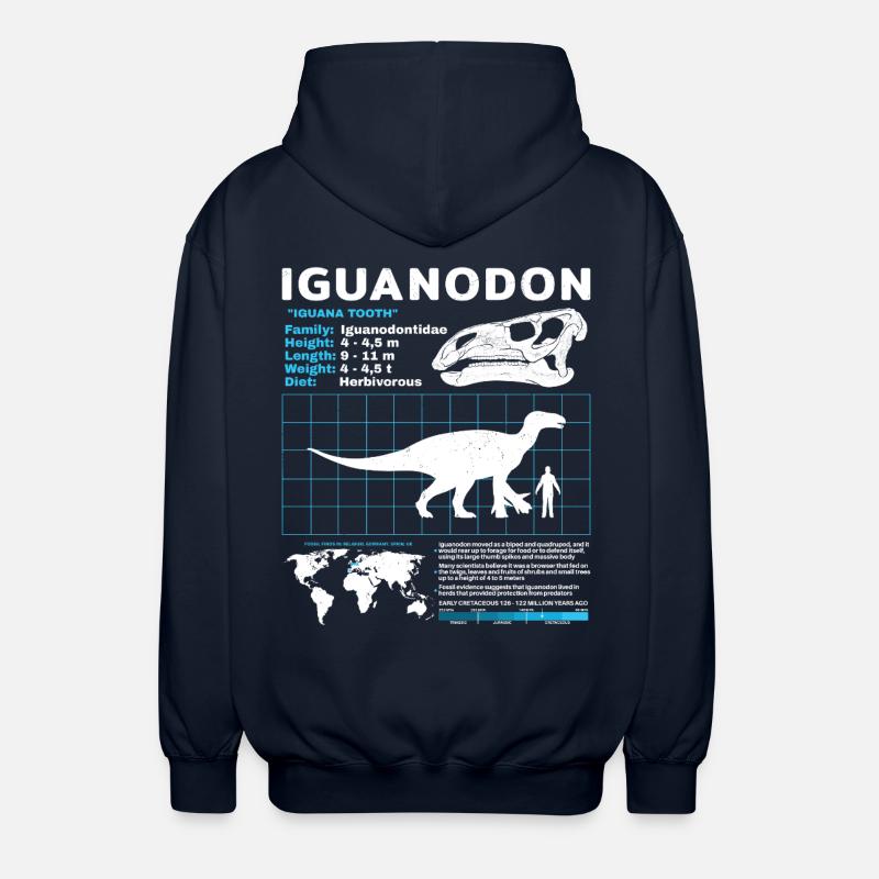 Fiche d’information sur l’Iguanodon - Veste à capuche unisexe - marine