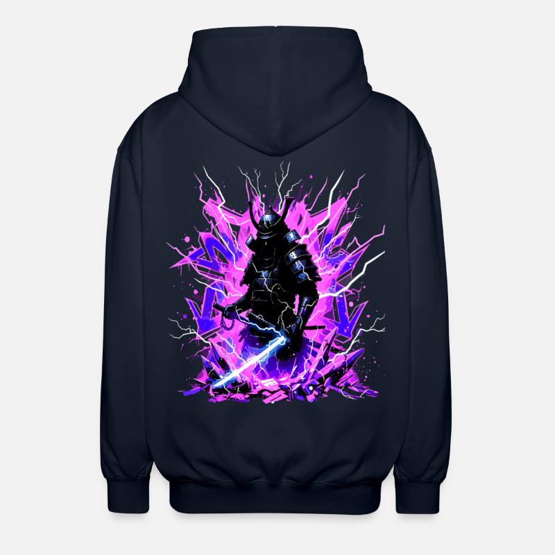 Cyber Samurai – Synthwave Katana Geist - Unisex Kapuzenjacke - Navy