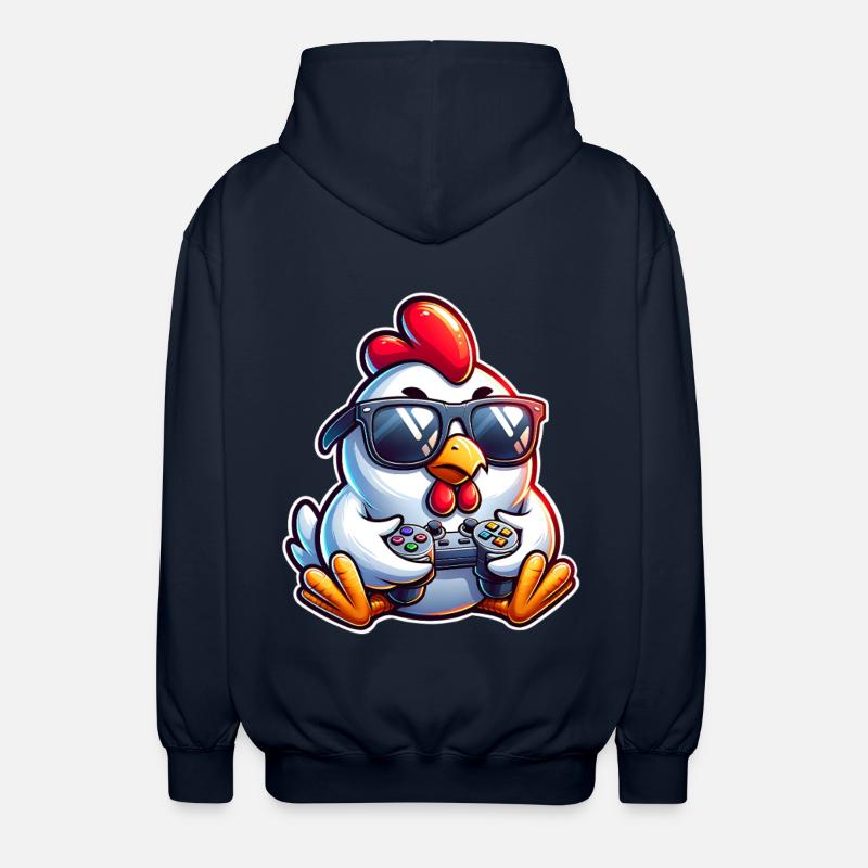 Gamer Huhn mit Controller - Unisex Kapuzenjacke - Navy