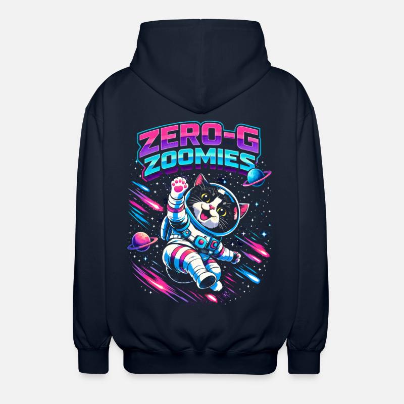 Null-G Zoomies | Humour spatial Astro Cat - Veste à capuche unisexe - marine