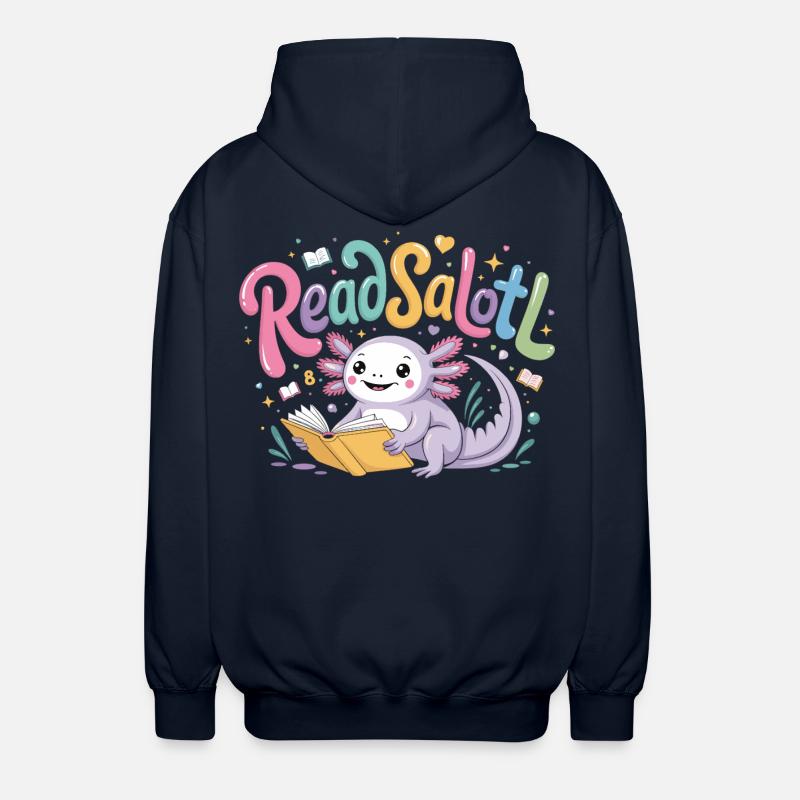 Axolotl Reader T-Shirt ReadSalotl Book - Veste à capuche unisexe - marine