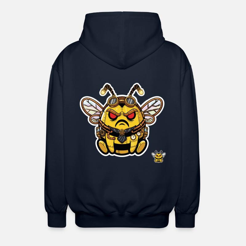 Bionic Edgy Steampunk Cyborg Bee - Unisex Hooded Jacket - navy