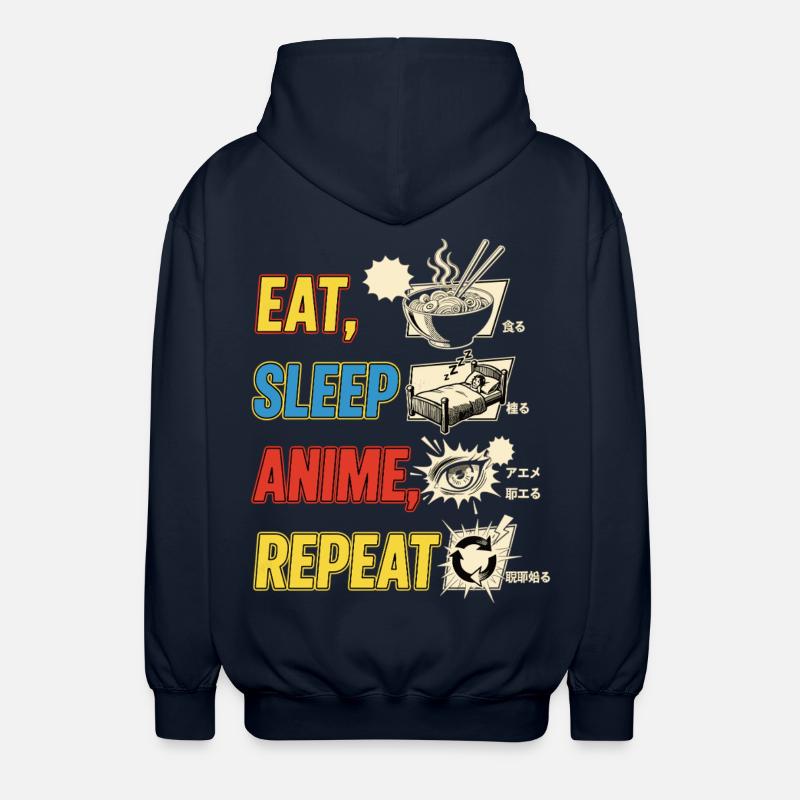 MANGER DORMIR ANIME RÉPÉTER - Veste à capuche unisexe - marine
