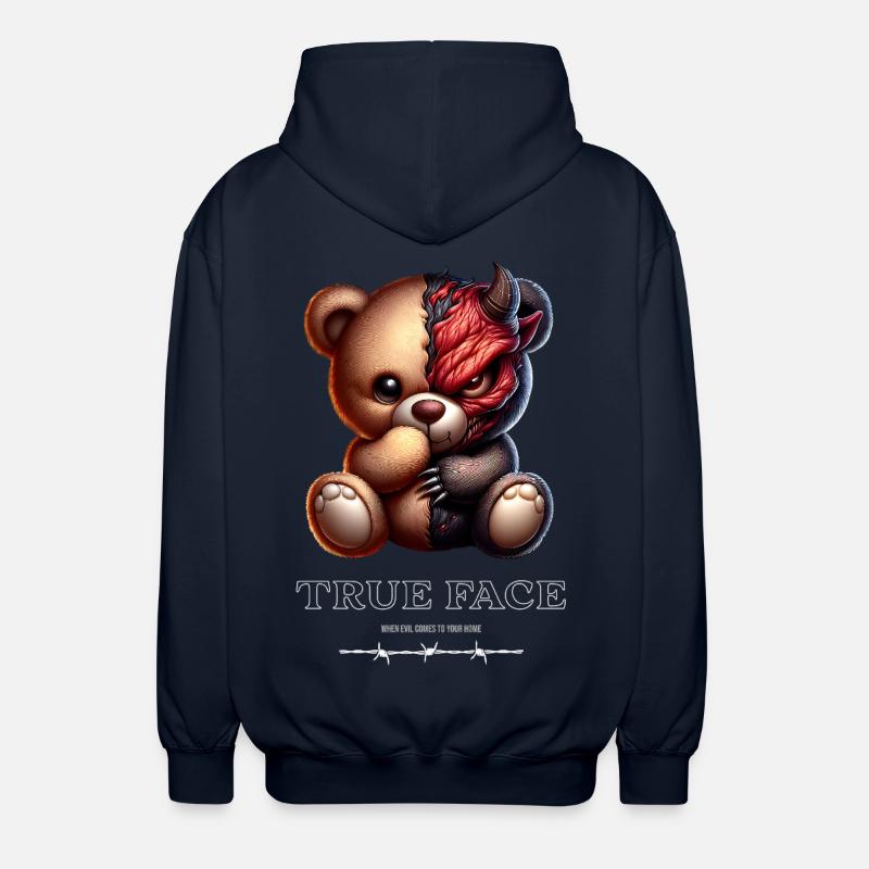 Doppelgesicht Bär: süß trifft Dämonisch - Unisex Kapuzenjacke - Navy