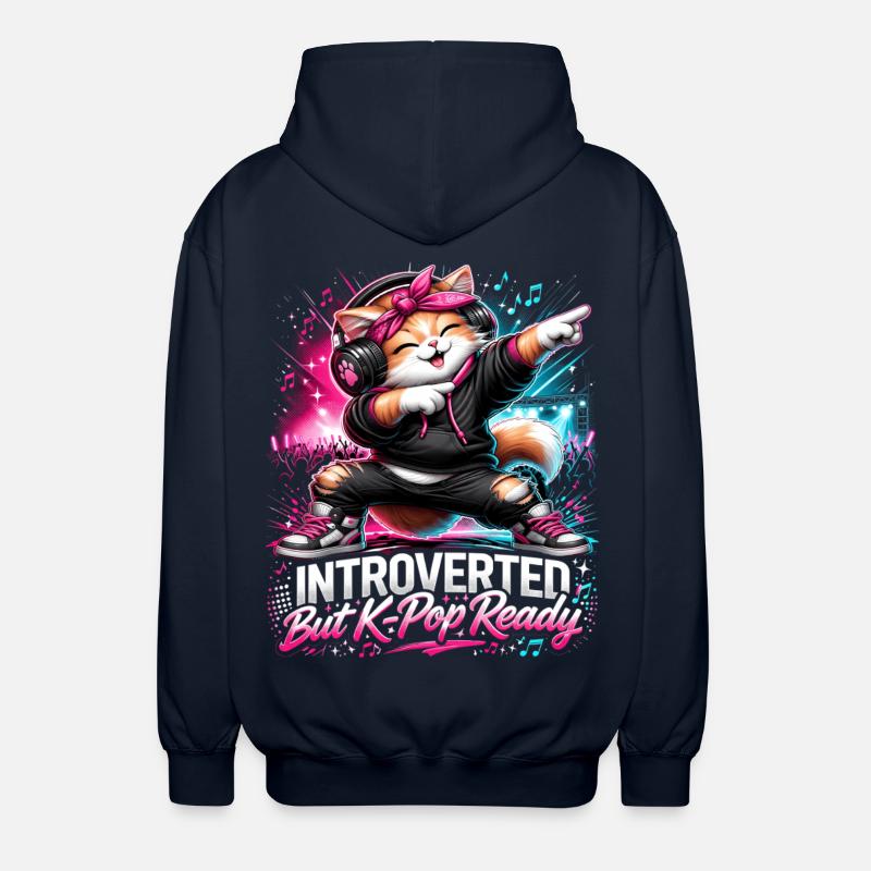 Introverted But K Pop Ready - Unisex Kapuzenjacke - Navy