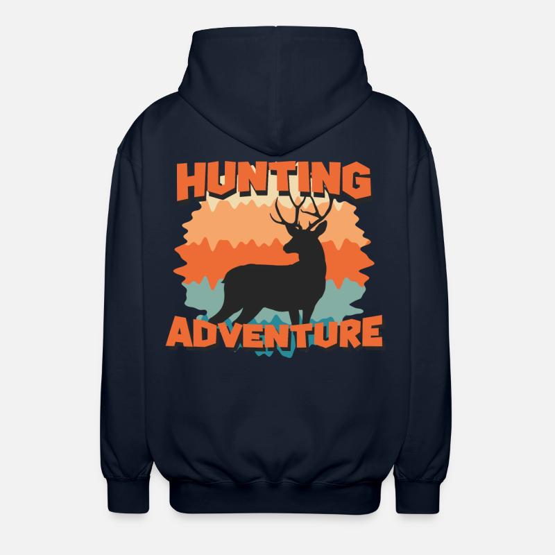 Silhouette de cerf d’aventure de chasse - Veste à capuche unisexe - marine