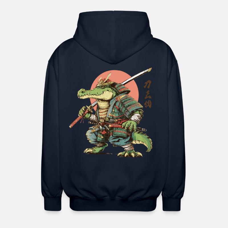 Gator Samurai Warrior - Unisex Hooded Jacket - navy