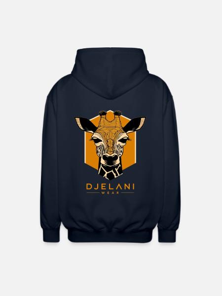 Geometric Giraffe in Ochre - Unisex Hooded Jacket - navy