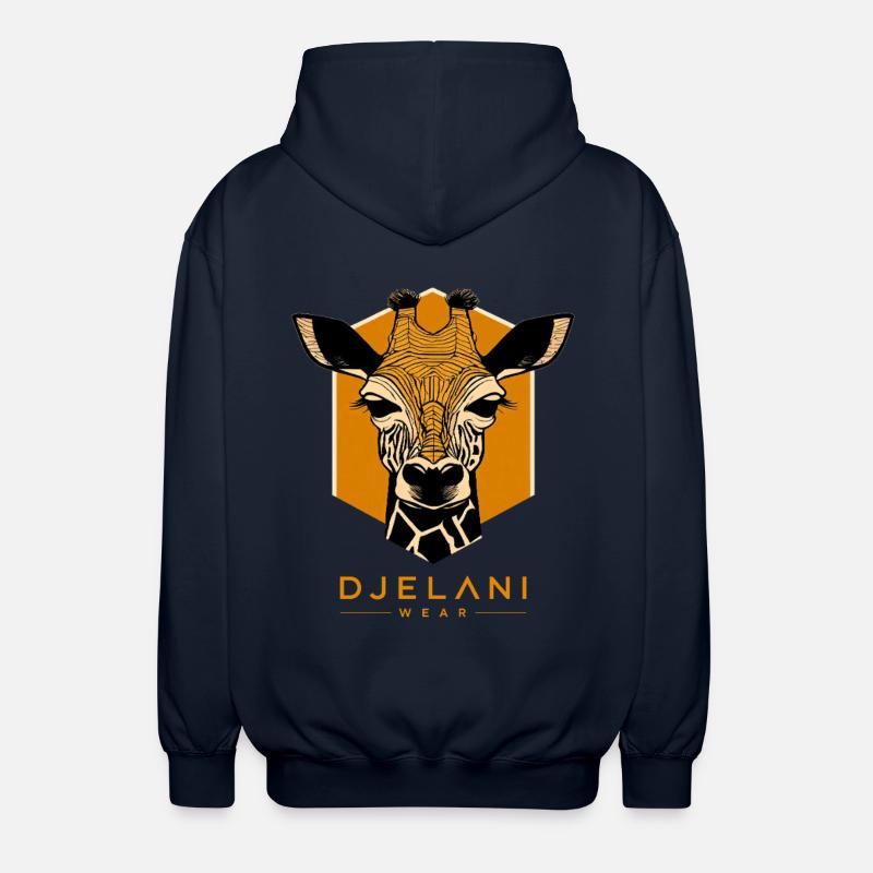 Geometric Giraffe in Ochre - Unisex Hooded Jacket - navy