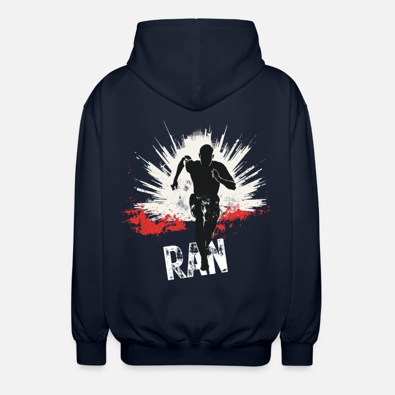 Running Jogging Runner Sprint Design - Unisex Hooded Jacket - navy