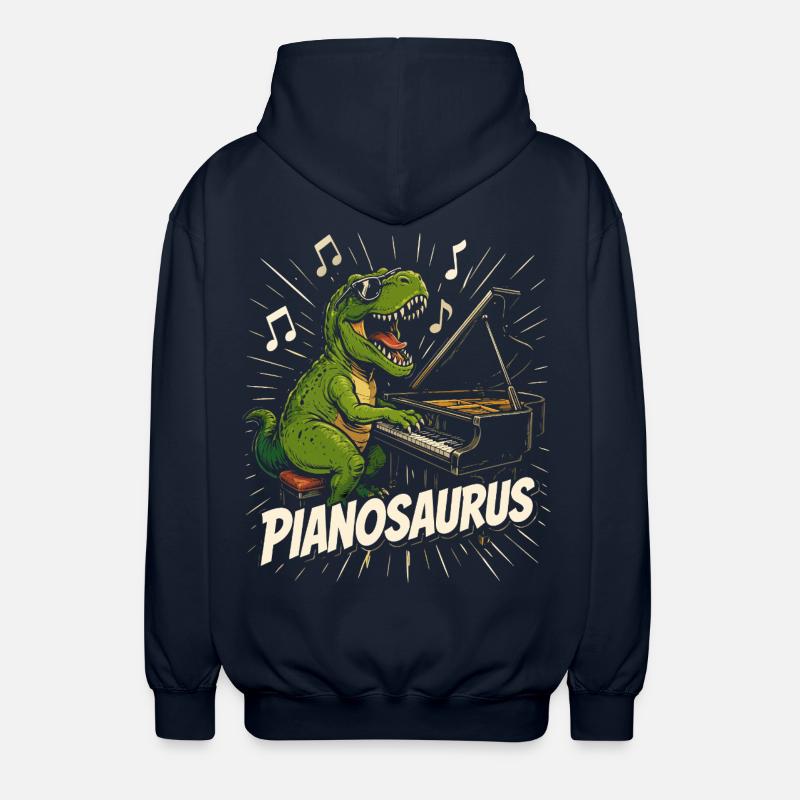 Spaßiger Pianist-Dinosaurier - Unisex Kapuzenjacke - Navy