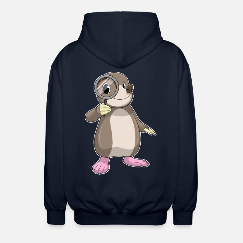 Mole with magnifying glass - Unisex Hooded Jacket - navy