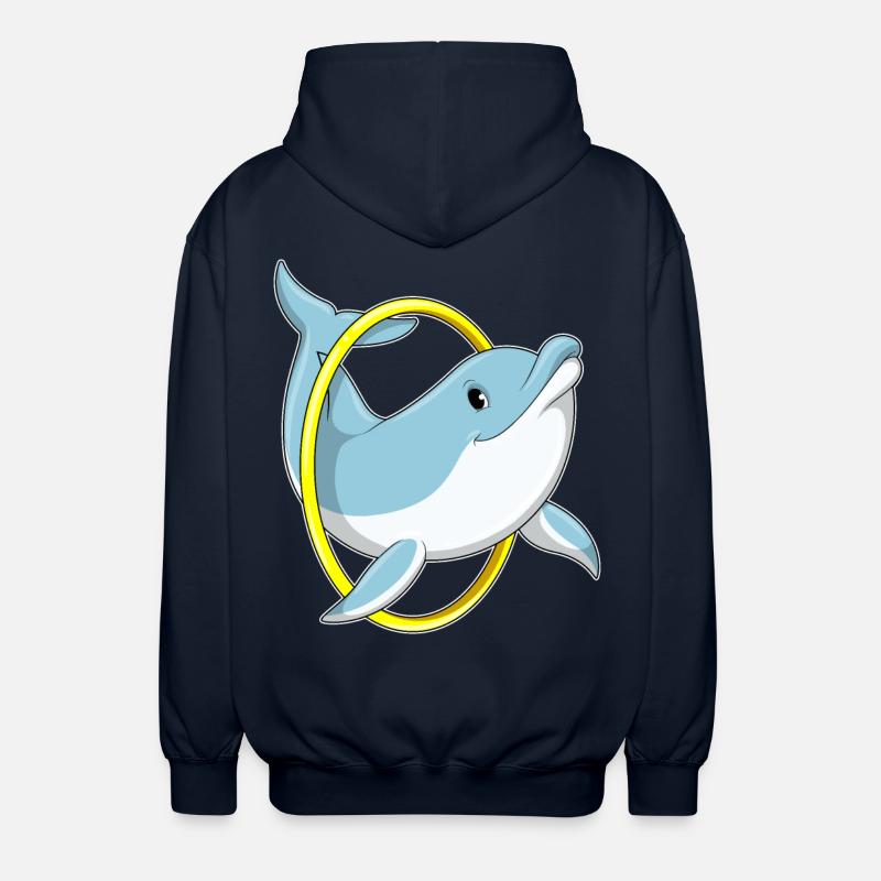 Delfin mit Ring - Unisex Kapuzenjacke - Navy