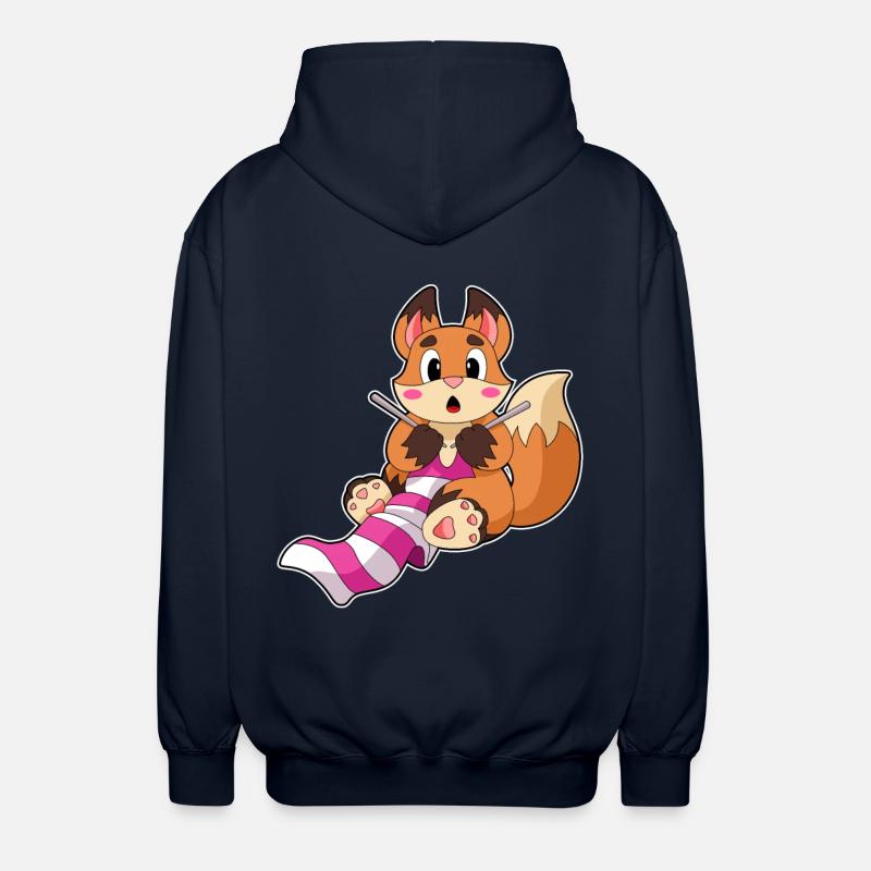 Fuchs mit Schal - Unisex Kapuzenjacke - Navy