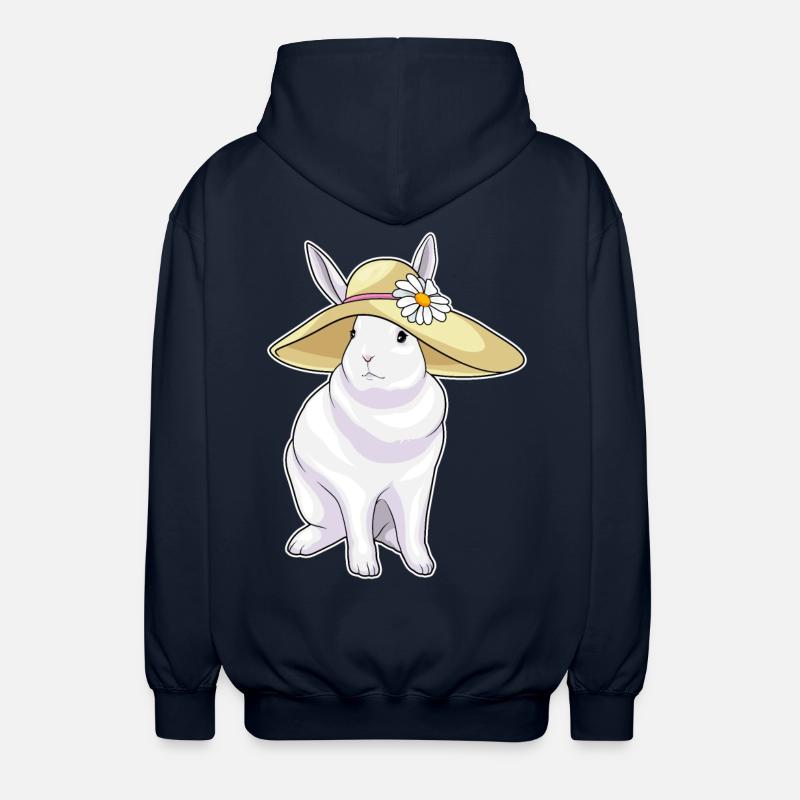 Rabbit Hat Flower - Unisex Hooded Jacket - navy