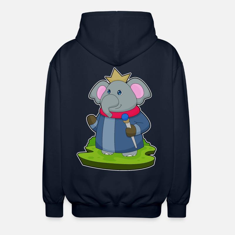 Elephant King Scepter Crown - Unisex Hooded Jacket - navy