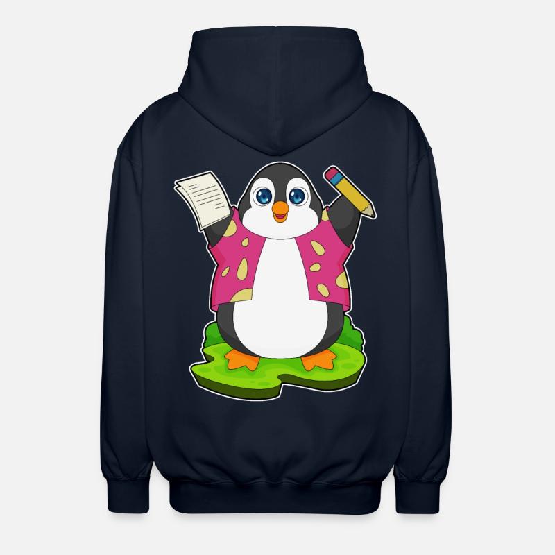 Pinguin Bleistift Papier Schule - Unisex Kapuzenjacke - Navy