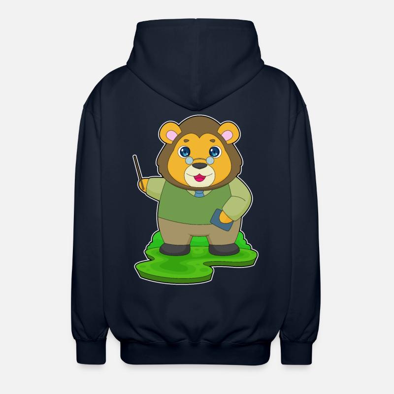 Lion Teacher Pointer - Unisex Hooded Jacket - navy
