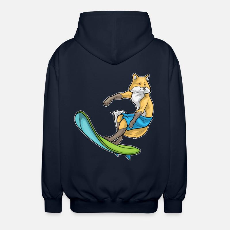 Fox Surfer Surfboard - Unisex Hooded Jacket - navy
