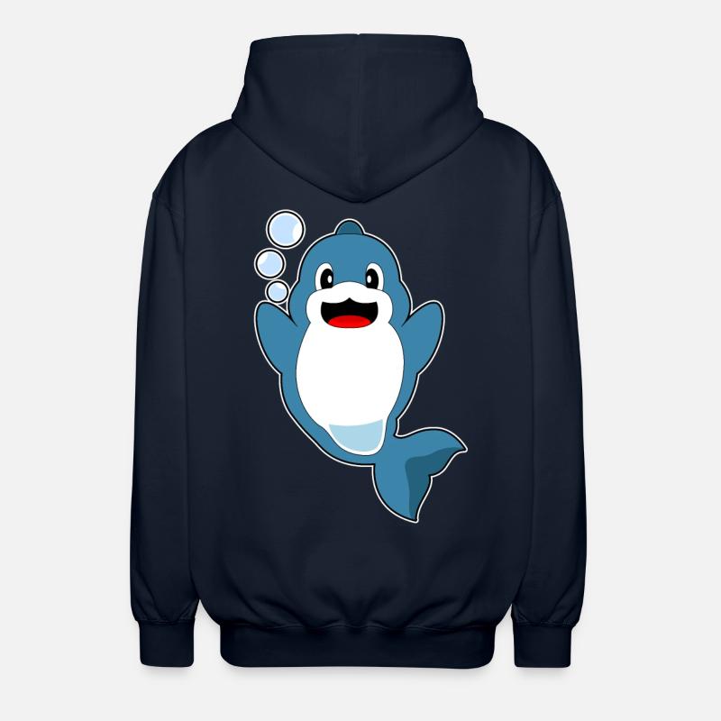 Dolphin Water Bubbles - Unisex Hooded Jacket - navy