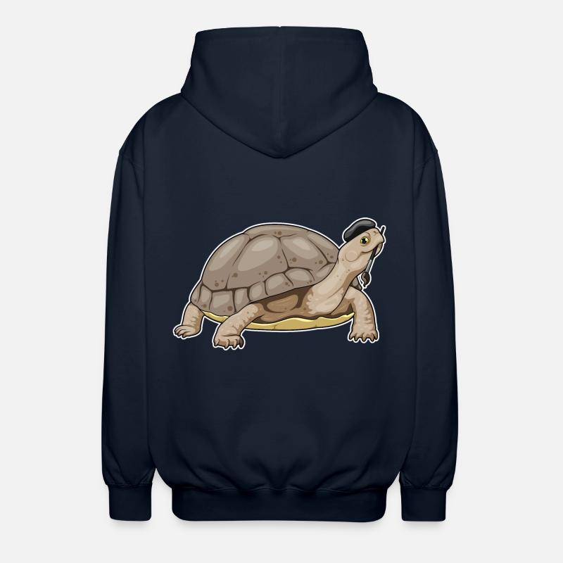 Turtle Painter Brush - Unisex Hooded Jacket - navy