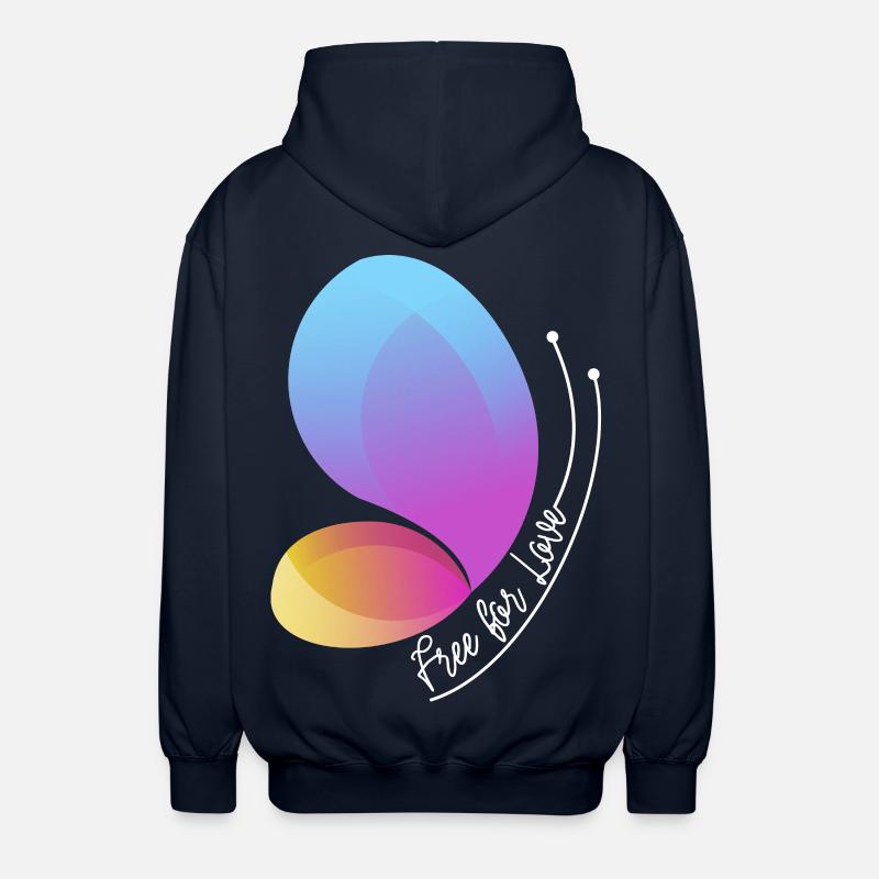 Free Through Love Gradient Butterfly - Unisex Hooded Jacket - navy