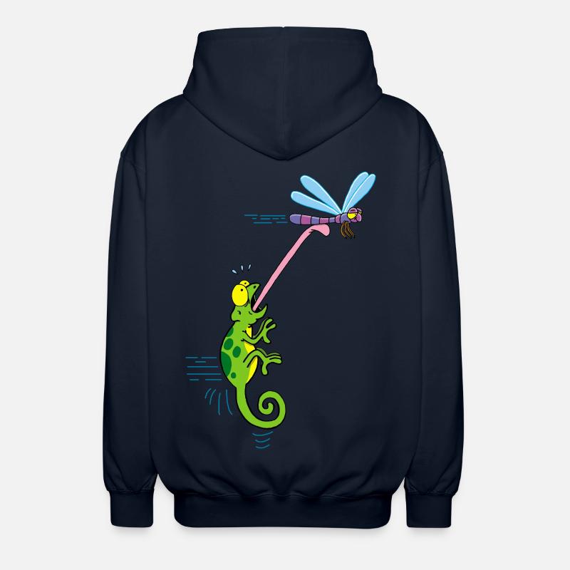 La libellule et le caméléon - Veste à capuche unisexe - marine
