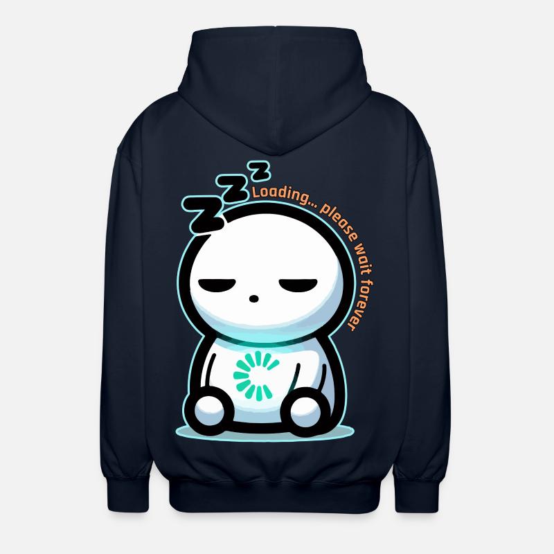 Forever Loading Sleepy Mascot - Unisex Hooded Jacket - navy